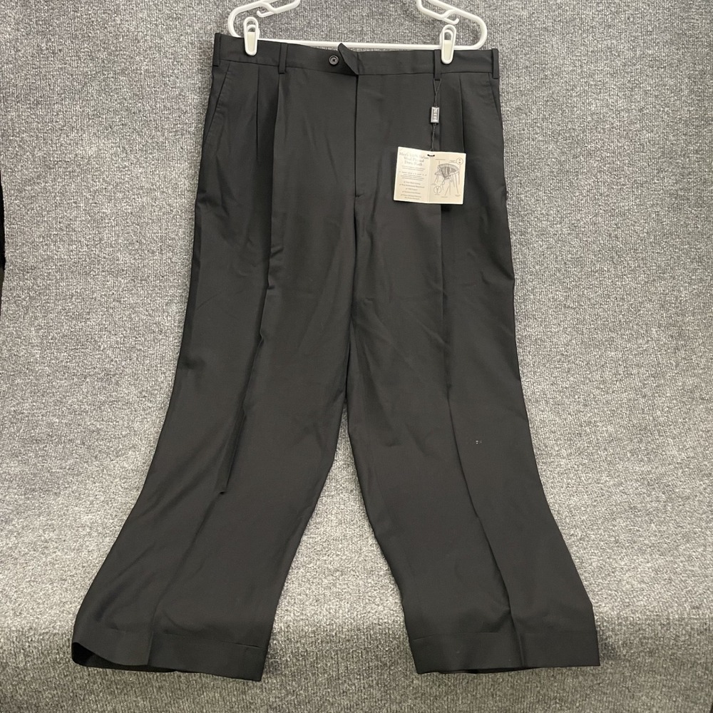 Kirkland Signature 100% Italian Wool Pleated Dress Slacks Mens Sz 36 Black